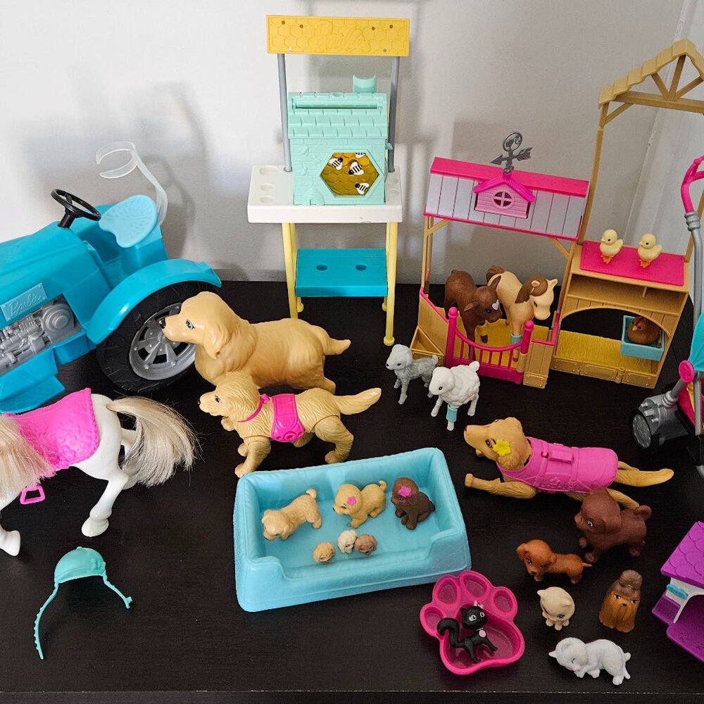 Barbie Animals, farm tractor, animal nursery, & accessories